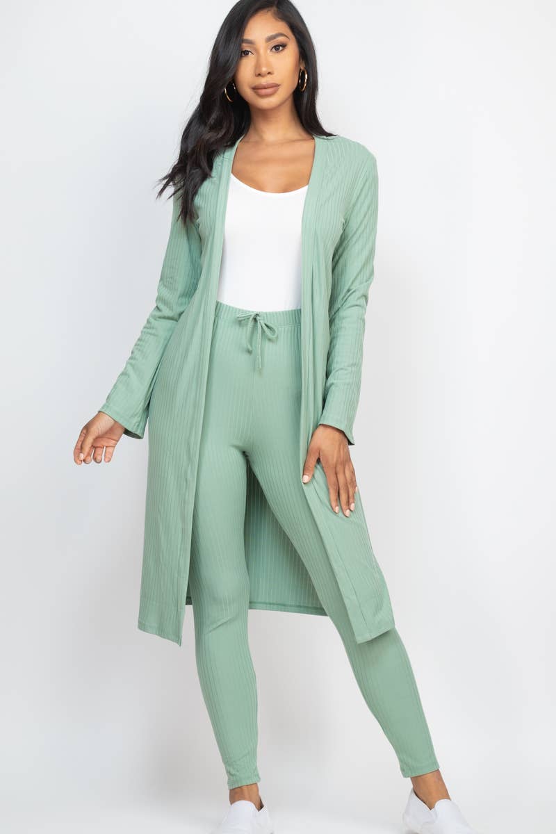 Ribbed Cardigan & Leggings Set