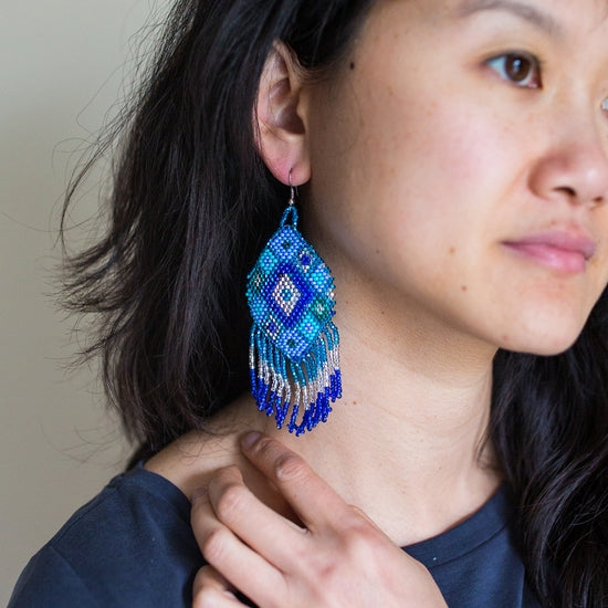 Beaded Kite Earrings -Blue