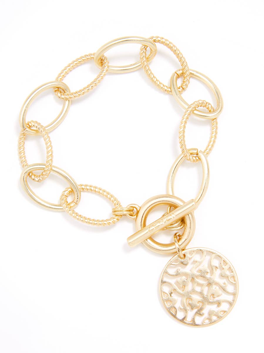 Matte Oval Links Charm Bracelet