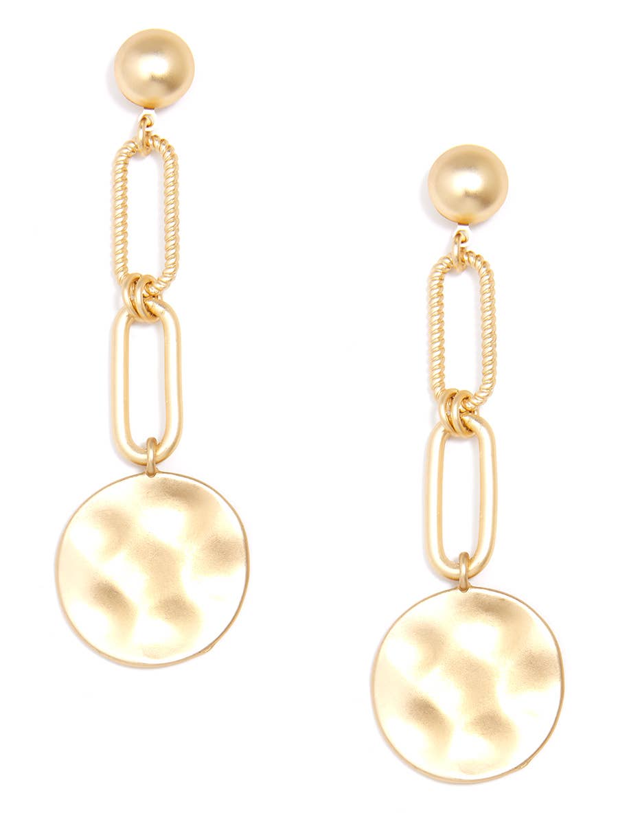 Double Link Coin Drop Earring