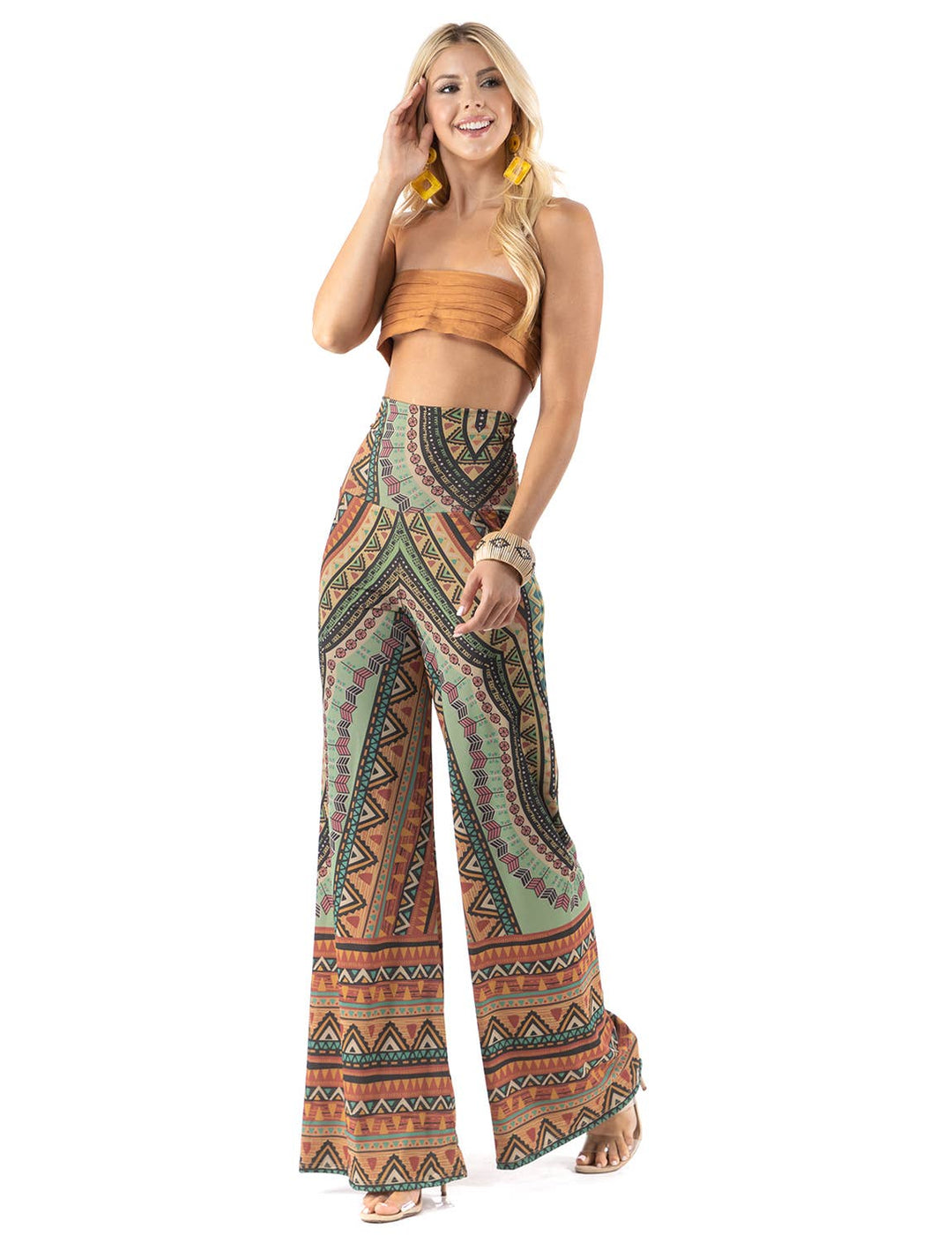 Multicolor Tribal Print Palazzo Pants - Tribal
