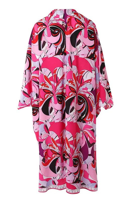 Graphic Kimono and Shorts Set