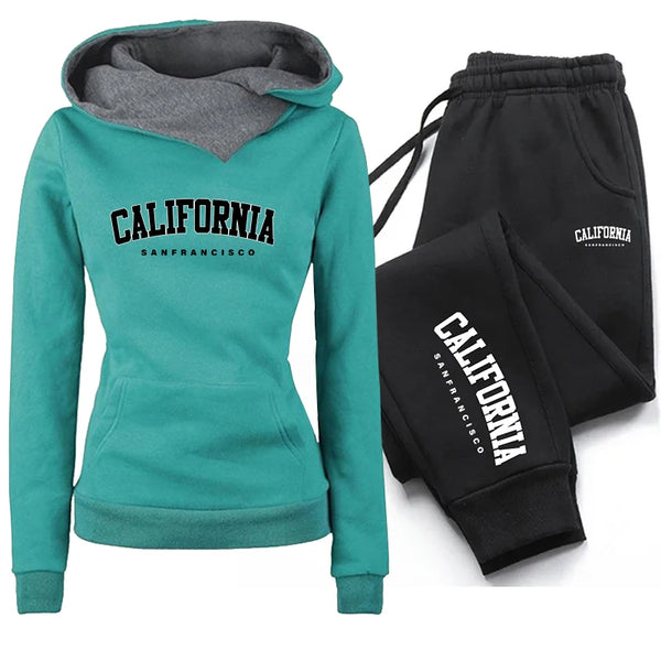 Two-Piece Pullover Hoodie and Jogging Pants Set