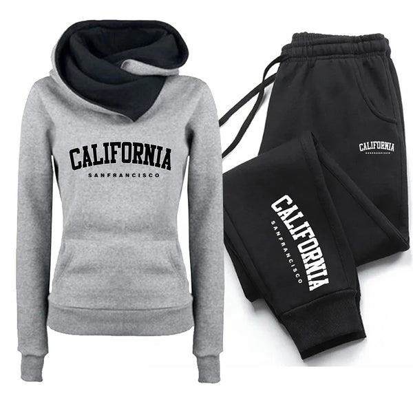 Two-Piece Pullover Hoodie and Jogging Pants Set