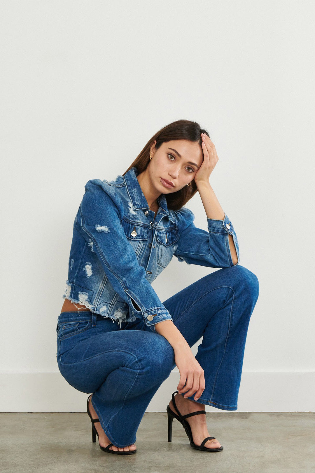 Shirred Shoulder Crop Jacket