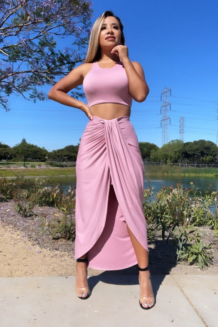 Two Piece Set - Crop Top and Skirt