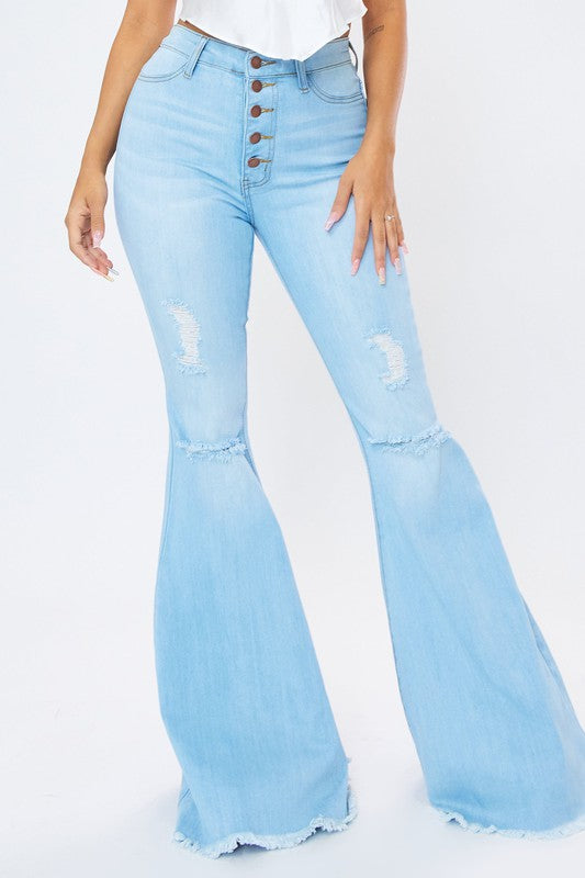 Button Up Flare Jeans