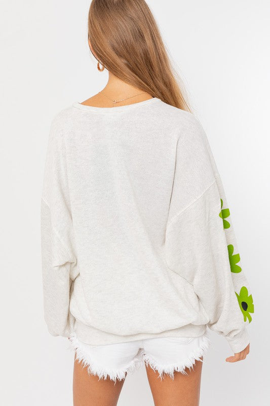 Long Sleeve Pullover with Graphic Sleeve