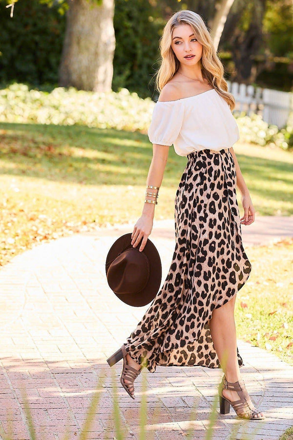 Jenni Off Shoulder Wrap Leopard Print Dress