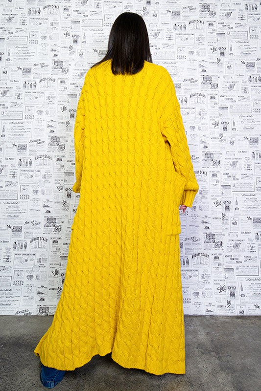 Chunky Cable Knit Maxi Cardigan