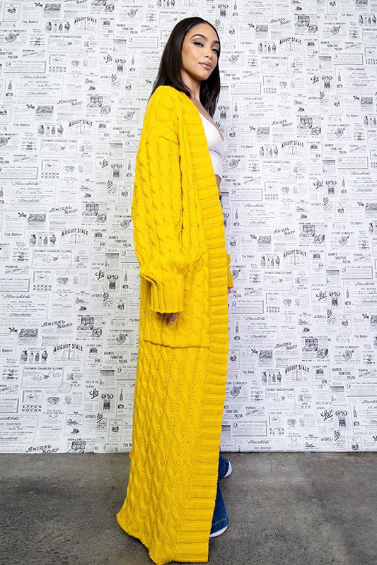 Chunky Cable Knit Maxi Cardigan
